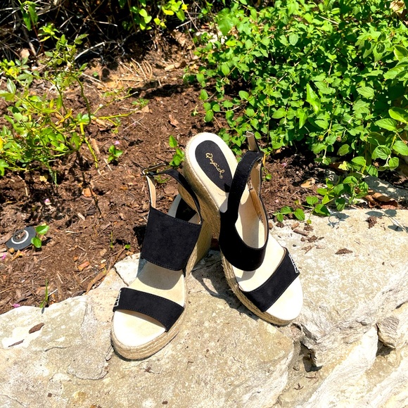 Black, Wedge, Open-toe, Shoes, size 10 - Picture 3 of 5